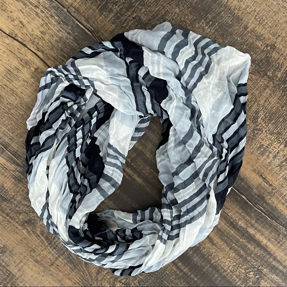 LOFT blue striped infinity scarf
